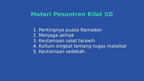 9 Contoh Materi Pesantren Kilat SD Di Bulan Ramadhan