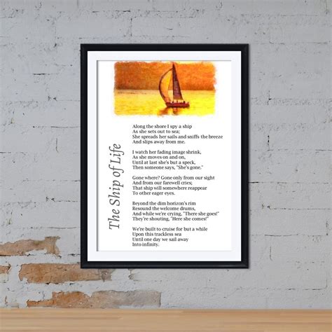 The Ship Of Life Poem Wall Decor Funeral Mourning Comfort Instant