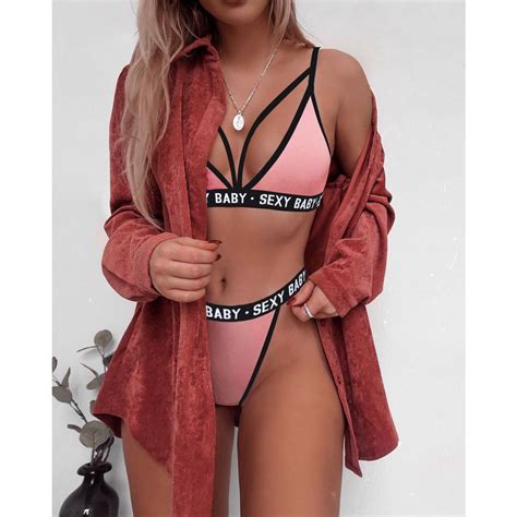 Conjunto De Lingerie Sexy Bra Carta De Três Pontos Biquíni Shopee Brasil