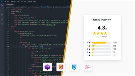 Rating Card UI Design HTML SASS Bootstrap 4 Speed Coding YouTube