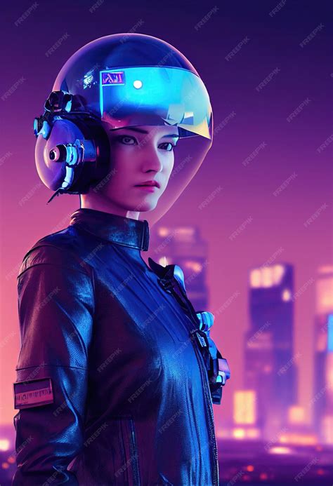 Premium Photo Portrait Of A Fictional Futuristic Female Pilot In An
