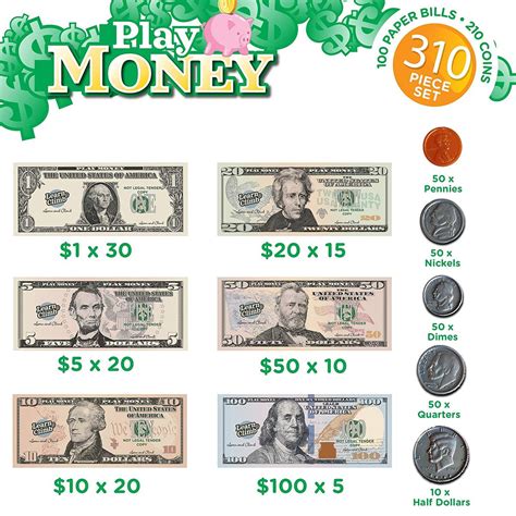 Kids Play Fake Money Set Bills And Coins Learn And Climb