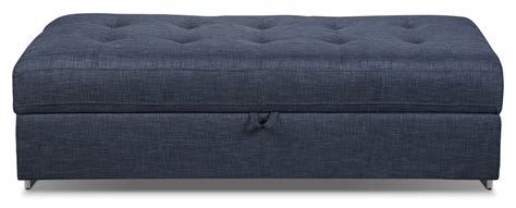 Zeke Linen Look Fabric Storage Ottoman Denim The Brick