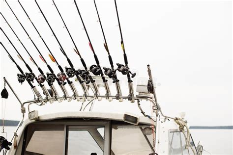 Fishing Trolling Boat on a Forest Lake, Nature Vacation Unplugged Stock Photo - Image of ...