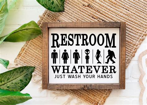 Funny Bathroom Sign / Bathroom Rules Sign / Wash Your Hands - Etsy