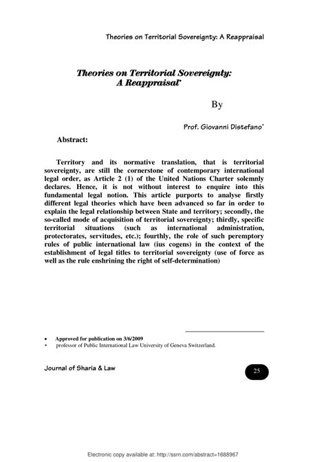 (PDF) Theories on Territorial Sovereignty: A Reappraisal