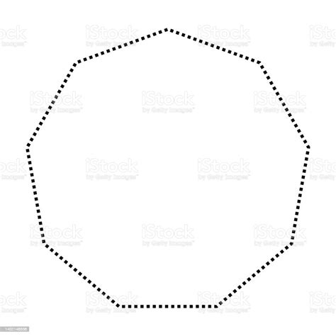 Nonagon Shape Dotted Symbol Vector Icon For Creative Graphic Design Ui