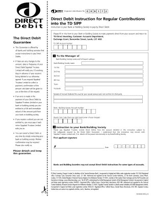 Fillable Online Direct Debit Instruction For Regular Contributions Into