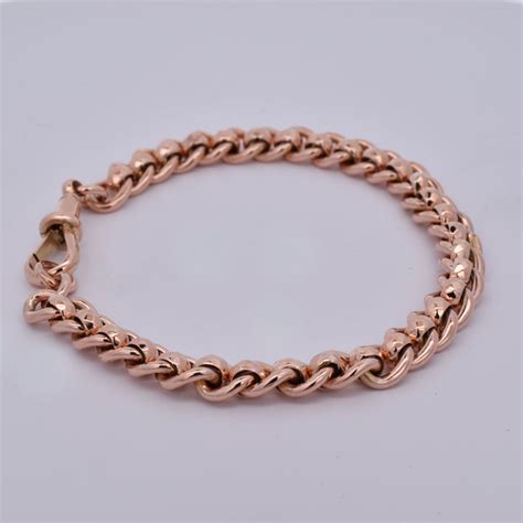 Antique 9ct Rose Gold Rollerball Link Bracelet C1900