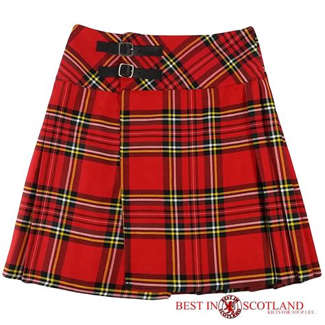 Ladies Royal Stewart Red Tartan Billie Kilt Mid Length Skirt Best