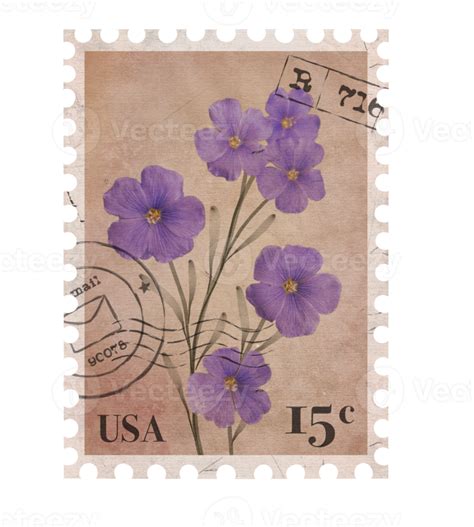 Floral Vintage Postage Stamp Retro Printable Post Stamp With Flowers