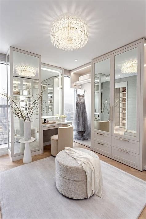 Glam Walk In Closet With Crystal Flush Mount Light Transitional