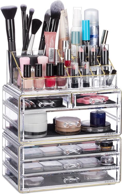 Relaxdays Make Up Organizer Met 6 Lades Acryl Cosmeticahouder Make