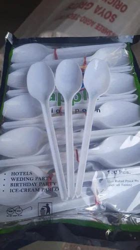 100 Pcs White Disposable Plastic Spoon For Event And Party Supplies At