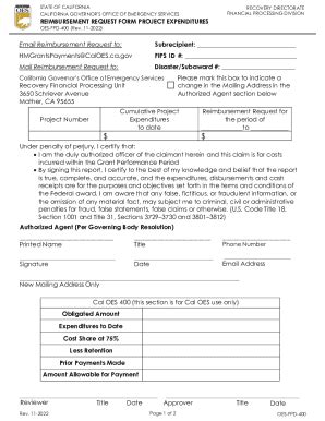 Fillable Online Form Oes Fpd Subrecipient Management Cost