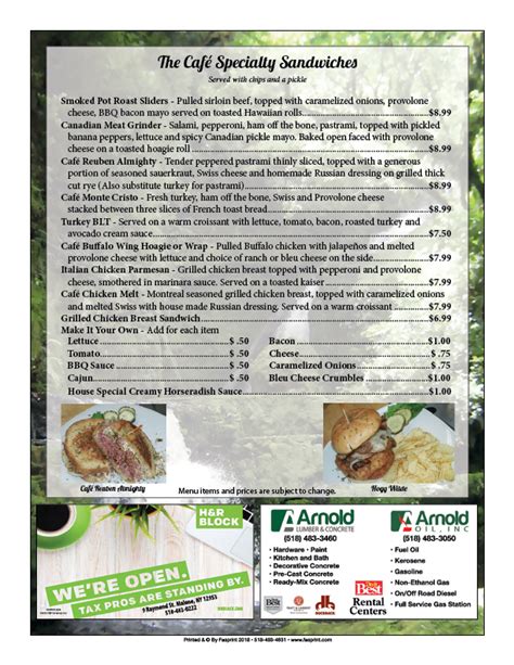 As We Like It Cafe 20184 Fasprint Menus