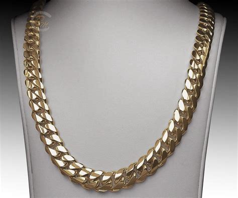 Solid 14k Gold Miami Mens Cuban Curb Link Chain Necklace 24 Heavy 2672gr 12mm Ebay