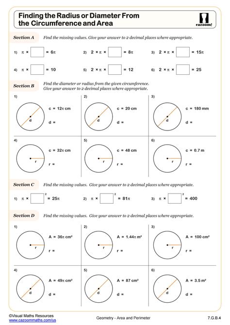 Finding The Radius And Diameter In Circles Worksheet Fun And Engaging