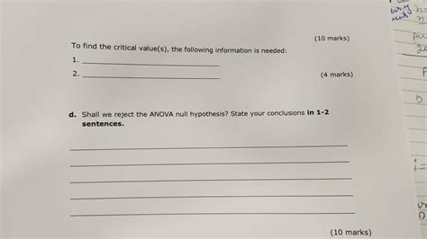 Solved 4. ANOVA table. A one-way ANOVA table was calculated | Chegg.com