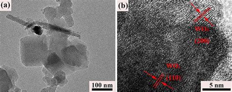 A Tem Images And B Hrtem Image Of Wo3uio 665 Download Scientific