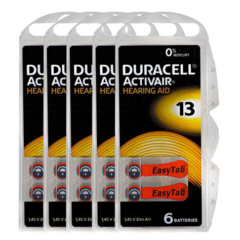 Duracell Hearing Aid Batteries Size 13 Pack Of 5 Strips