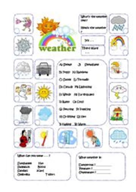 Weather Pictionary Esl Worksheet By Lekaviar