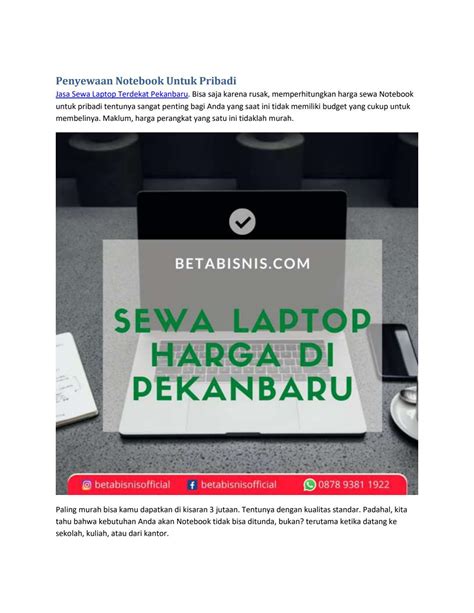 Laptop Pekanbaru Disewakan WA 0878 9381 1922 By Sewanotebookpekanbaru