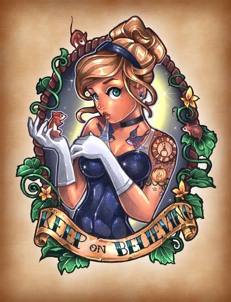 Disney Princess Ariel Pin Up Tattoos