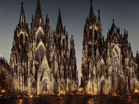 Cologne Cathedral Night Landscape Sky Volumetric Stable Diffusion