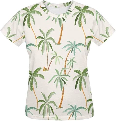 Interestprint Tropical Palms Tree Womens T Shirt Short Sleeve Crew Neck Xs Amazonca