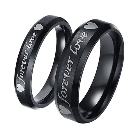 Forever Love Stainless Steel Black Couple Rings Shop Via Link In Bio  Rose Gold Diamond Ring