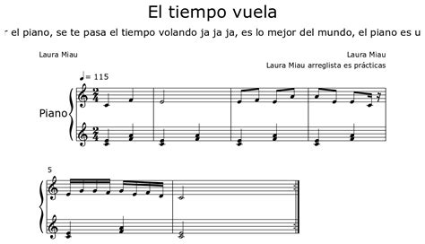 El Tiempo Vuela Sheet Music For Piano