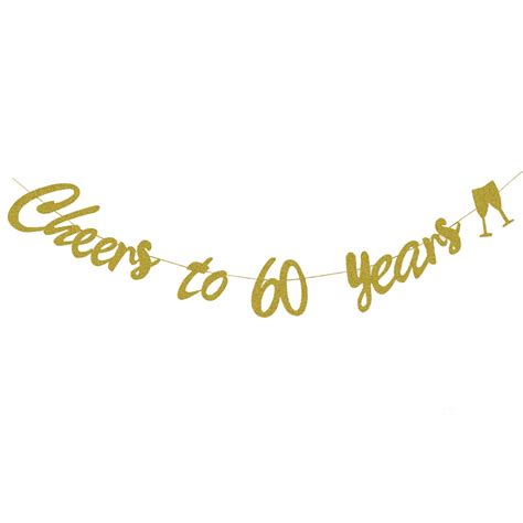 60th Birthday Banner 60th Birthday Decorations Gold Glitter Cheers To