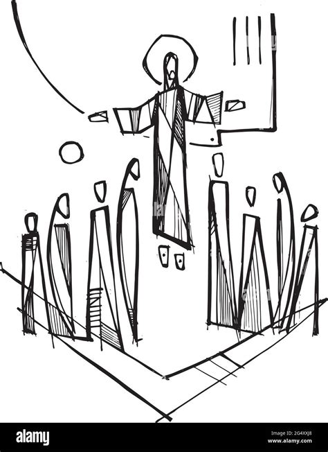 Illustration vectorielle dessinée à la main ou dessin de Jésus Christ