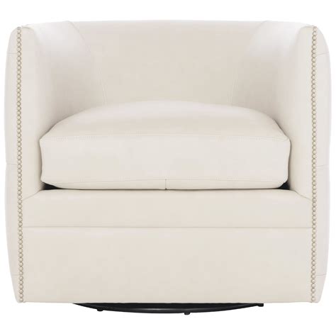 Bernhardt Palazzo 212slfo Transitional Leather Swivel Barrel Chair With