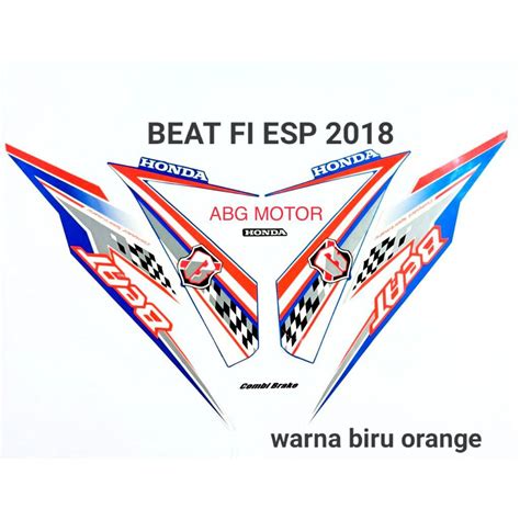 Jual LIS BODY STRIPING STIKER BODY HONDA BEAT FI ESP 2018 BIRU ORANGE