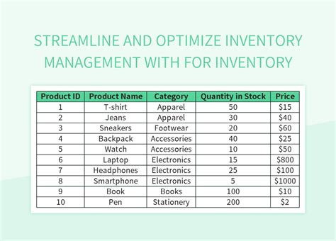 Streamline And Optimize Inventory Management With For Inventory Excel