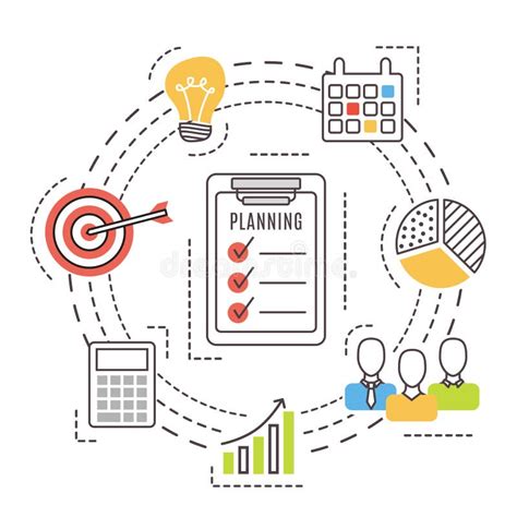 Planificaci N De Empresas L Nea Fina Iconos Planos Del Vector