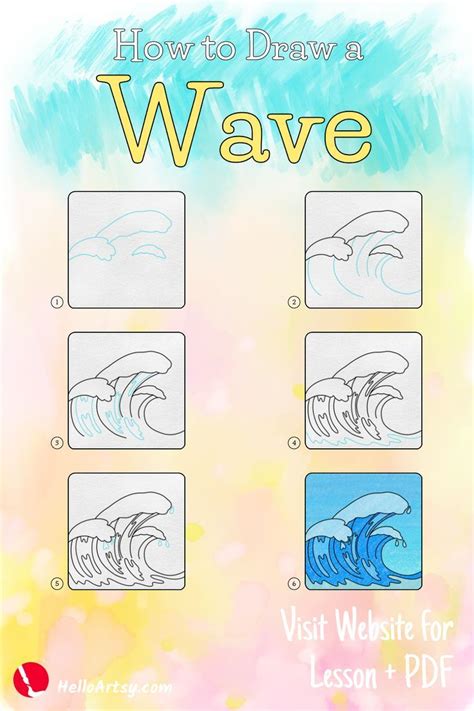 Step By Step Images Demonstrating A How To Draw A Wave A Drawing