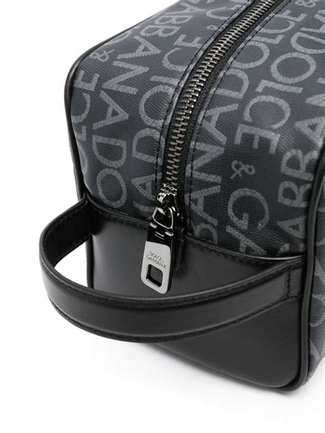 Dolce Gabbana Logo Print Wash Bag Grey Farfetch