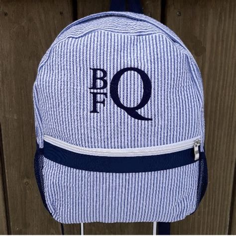 Seersucker Back Pack Personalized Backpack – Pretty Personal Gifts