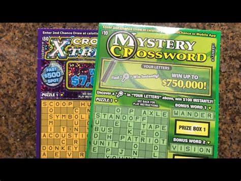 Win Xtreme Crosswords And Mystery Crosswords CA Lottery Scratchers