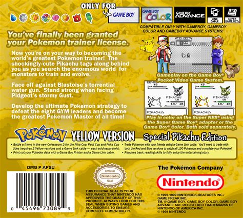 Pokémon Yellow Version Special Pikachu Edition Details LaunchBox