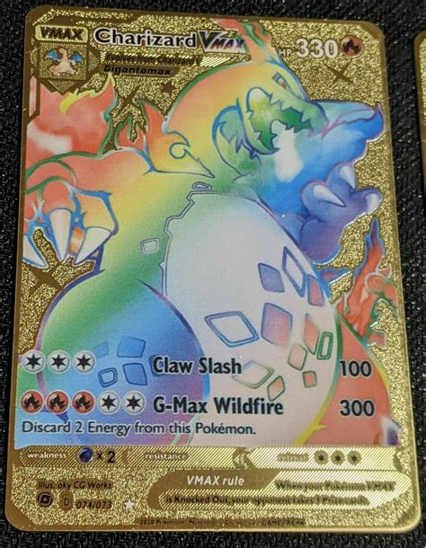 Mavin Champions Path Rainbow Charizard Vmax Custom Gold Metal Pokemon