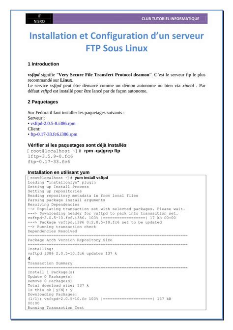 PDF Installation Et Configuration Dun Serveur FTP Sous Linux