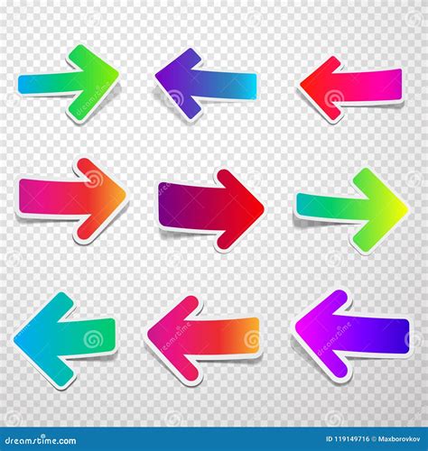 Set Of Straight Colorful Arrows Stock Vector Illustration Of Back