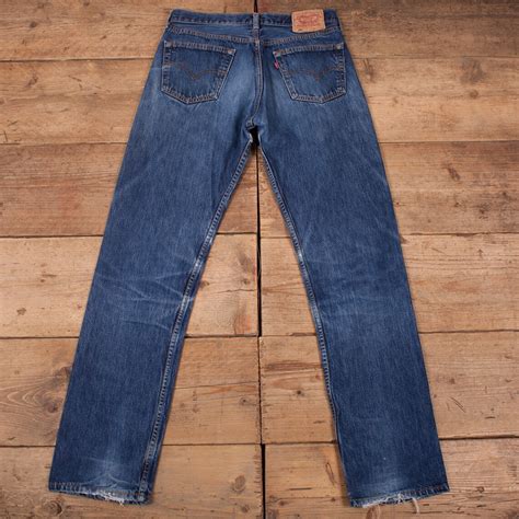 Vintage Levis Faded Dark Blue Distressed Denim Jeans Etsy