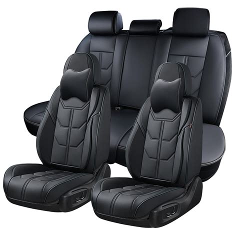 Bwtjf Black Car Seat Covers Full Set Universal Front And Rear Seat