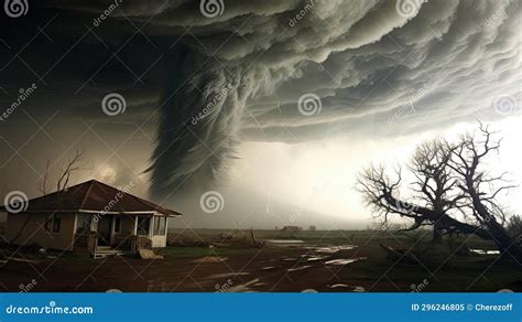 A Huge Tornado Is Approaching Houses Stock Image Image Of Isometric