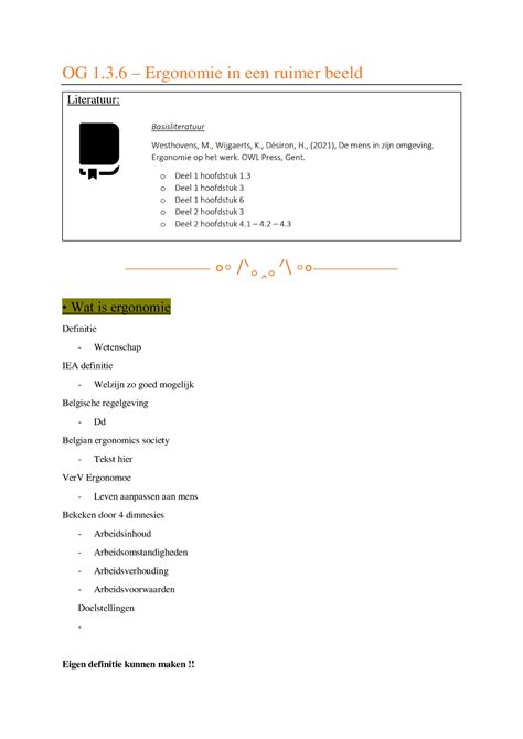 Og 1 3 6 Ergonomie In Een Ruimer Beeld Niet Volledig Og 1 3